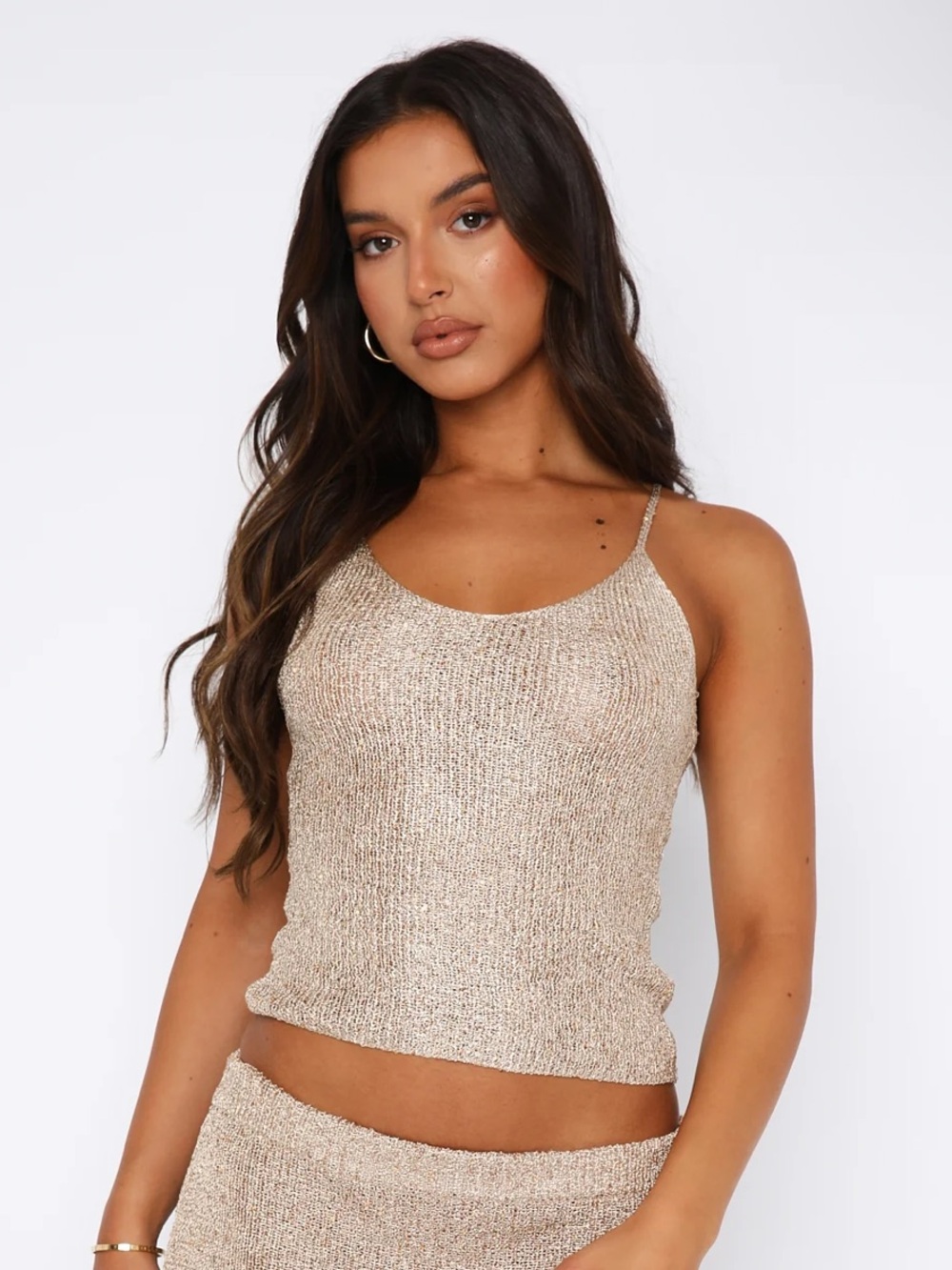 White Fox love galore sequin knit tank top